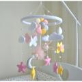 Bunny Baby  Cot Mobile for a baby girl.. 
