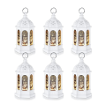 6PCS LED Eid Mubarak Lantern Moon Star Lights Moroccan Style Hanging Lantern White. 