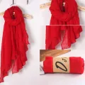 652F Women Solid Color Scarfs Large Long Lightweight Headscarf Linen Sheer Shawl Wrap. 