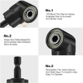Right Angle Drill Adaptor 4-In-1 Impact Drill Bit Extension Black Metal 1/4 3/8 1/2In Impact Grade Socket Adapter Set. 