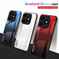 Quiberk for Tecno Spark Go 2024 / Spark 20C / Spark 20 Tempered Glass Hard Case Gradient Color Back + Soft Frame Shockproof Phone Cover. 
