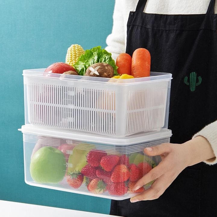 Kitchen%20Plastic%20Double%20Drain%20Basket%20with%20Lid/Household%20Refrigerator%20Rectangular%20Storage%20Boxs/Fruit%20Vegetable%20Cleaning%20Strainers%20Kitchen%20Tools%20-%20Image%204