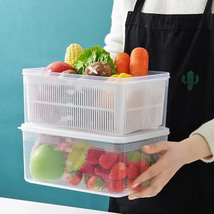 Kitchen%20Plastic%20Double%20Drain%20Basket%20with%20Lid/Household%20Refrigerator%20Rectangular%20Storage%20Boxs/Fruit%20Vegetable%20Cleaning%20Strainers%20Kitchen%20Tools%20-%20Image%204