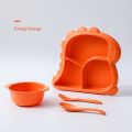 4 PCS Baby Bowls Plates Spoons Forks Food Tableware Set BPA Free Non-Silp Kid Dishes Dinosaur Food Feeding Bowl For Child. 