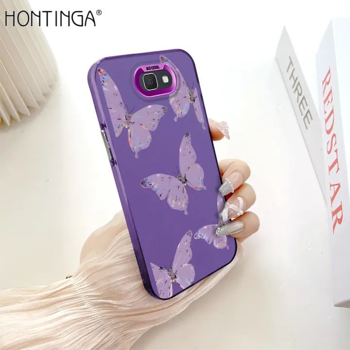 Hontinga%20for%20Samsung%20J7%20Prime%20Back%20Cover%20Colorful%20Sliver%20Double%20Sided%20Soft%20Edge%20Hard%20Back%20Purple%20Butterfly%20Phone%20Case%20for%20Girl%20-%20Image%202