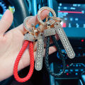 Bling Crystal Number Keychain Anti-Lost Rhinestone Phone Number Tag With Holder Key Rings Holder Women Car Keyring Accessories. 