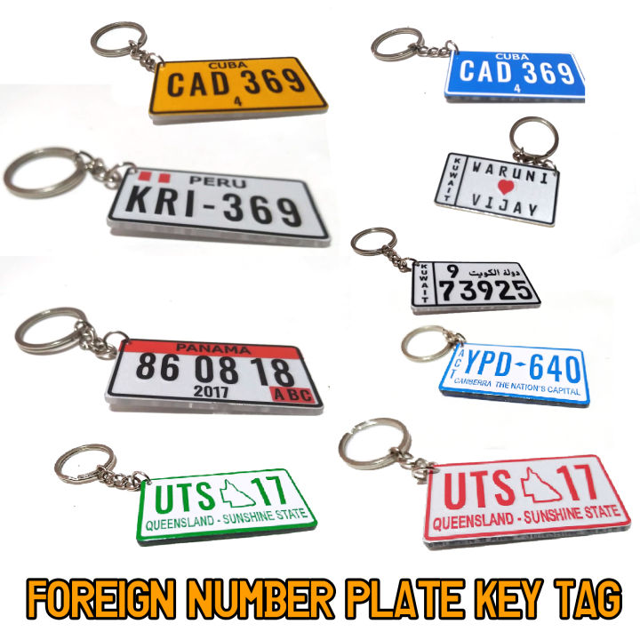 Foreign Vehicle Number Plate Key Tag - Double Side