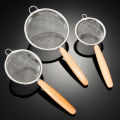 Kitchen accessories Wooden Handle Stainless Steel Small Colander Fine Mesh Oil Strainer Multi-function Filter Mesh Flour Sifter Kitchen Baking Tools JUE. 