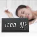 【LuckyBabyFans Store】Alarm Clocks Yj-5038led Triangular Wooden Alarm Clock Temperature Digital Display Electric Alarm Clock. 