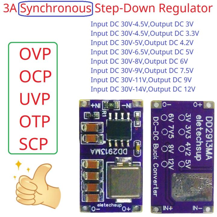 DC Power Converter 12V To 3V/3.3V/4.2V/5V/6V/7.2V/8.4V/9V Buck Regulator – 2A 3A Step-Down Voltage Module For Automotive & Electronics (7.2V 2A 14.4W)