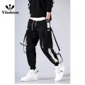 Yfashion Men Cotton Cargo Pants Fashion Loose Harem Joggers With Multi Pockets Solid Color Casual Pants. 