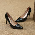 New womens Korean pointed solid color PU coated fine heels, work shoes, professional high heels. 