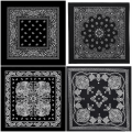 New Unisex Fashion Hip Hop 100% Cotton Bandana Square Scarf 55cm*55cm Black 2025 Paisley Headband Printed For Women/Men/Boys/Girls. 