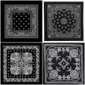 New Unisex Fashion Hip Hop 100% Cotton Bandana Square Scarf 55cm*55cm Black 2025 Paisley Headband Printed For Women/Men/Boys/Girls. 