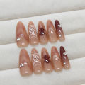 Halloween Nail Art Patch Dark Red Detachable Nail Spider Web Wearing Nail Art Nail Art Snoiling Long Armor Diamond. 