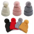 Warm Baby Hat with Soft Pompom - Elastic Children Bonnet. 