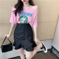 Fashion Suit Women's Spring and Summer New Korean StyleinsShort SleeveTShirt Top Slimming Sheath Skirt Internet Hot Two-Piece Suit. 