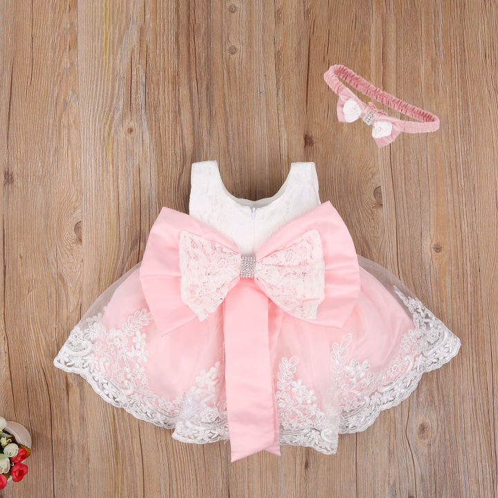 0-2Y Baby Girl Christmas Xmas Dress Princess Girls Cute Bowknot Party Gown Dresses The cotton content is greater than 50%