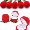 Red Rose Flower Velvet Jewelry Storage Box Engagement Ring Display Case Holder Hot Sale. 