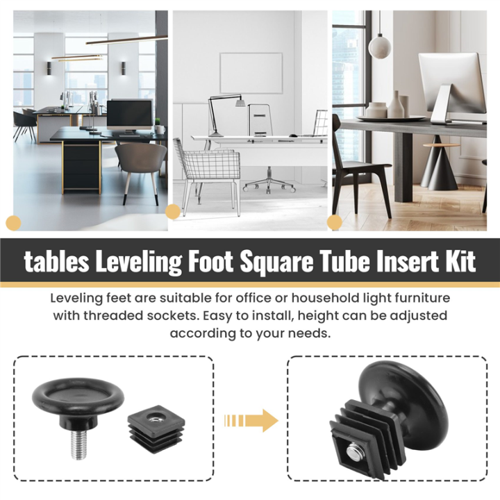 Leveling Foot Insert 45mm Base Adjustable Leveling Foot 25mmx25mm Square Tube Insert Kit ...