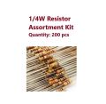 200 pcs of 1/4W Carbon Film Resistor Assortment Kit. 