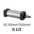 Pneumatic Air Cylinder Double Acting SC 63mm*200mm 1/2", 1/4" with magnet. 