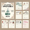 Roaring Twenties Calendar 2024 Monthly Planner with Spiral Coil English Wall Calendar for Event Planning Roaring Twenties Theme 12-month Planner. 
