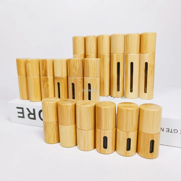 DeHuiNet 3/5/10ml Bamboo Roll on BottleWood Roller Bottle Essential ...