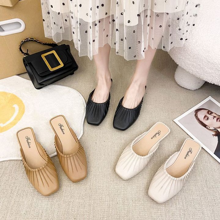 2023New%20Korean%20Style%20Half%20Slippers%20Closed%20Toe%20Lazy%20Summer%20Outer%20and%20Inner%20Wear%20Daily%20Date%20New%20Shoes%20Waterproof%20Durable%20Half%20Enclosing%20Slipper%20-%20Image%205