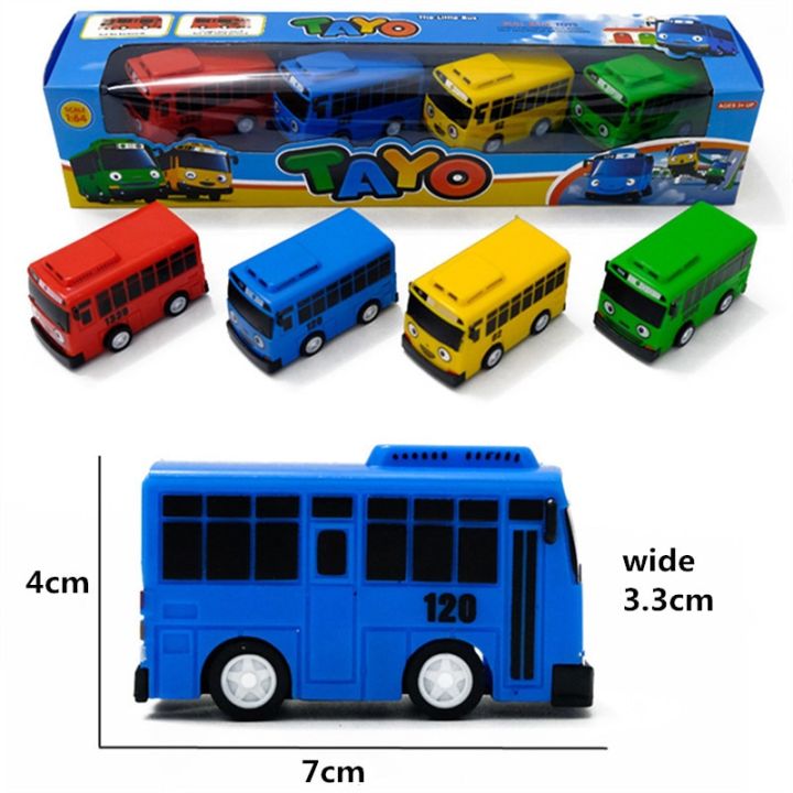 New 4pcs/set Tayo the Little Bus Mini Plastic Pull Back Blue Tayo Red ...