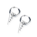 Qingwen Hot Selling Men's Titanium Steel Earrings Earrings Retro Wild Circle Triangle Earrings Jewelry. 