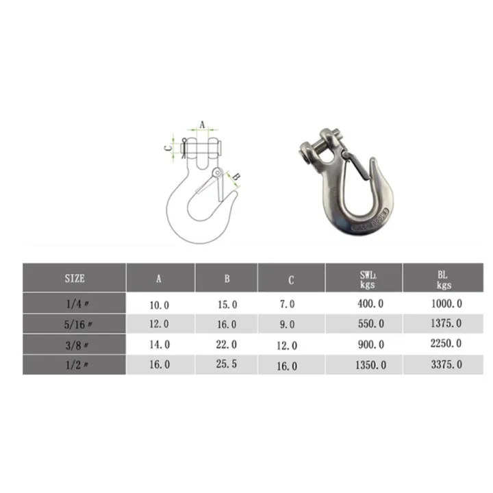 Marine%20316%20Stainless%20Steel%20Trailer%20Safety%20Chain%20Latch%20Clevis%20Hook%200.31%20inch%20-%20Image%202