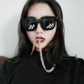 New Arrival 2D Cool and Funny Mosaic Toy Sunglasses with Unique Pixel Design(Small Black). 