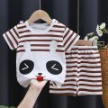 Girls' Children's Clothing Short Sleeve Shirt Summer New Suit One-Piece Pure Cotton Clothes Korean Style Baby Baby Boy. 