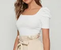 Women's Casual Square Neck and Puff Sleeves Stylish Top. 