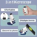 Pocket Microscope with LED Light,Stem Kids Portable Microscope 60x-120x, Handheld Mini Microscope FMC Lens System Slide Base Smartphone Digi scoping Clip for Education Exploring Gift. 
