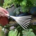 Garden Rake Wood Handle 9 Tooth Garden Hand Rake Garden Small Leaf Rake Metal Yard Rake for Flower. 