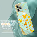 Hontinga for Redmi 7A Back Cover（Free Lanyard）Luxury 6D Plating Golden Butterfly Side Pattern Case Soft Silicone Square Mobile Cover. 