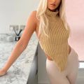 Yfashion Women's Backless Turtleneck Crop Top. 