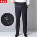 Dad Summer Casual Spring and Autumn Elastic Waist High Waist Thin Elderly Breathable Straight Men's Pants Baggy Pants Pants Trousers. 