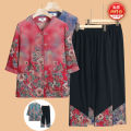 Old Women's Summer Grandma's Clothes Shirt 60 Years Old 70 Old Clothes Old Lady Shirt Middle-Aged Mom Suit. 