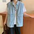 2024 Spring and Autumn New Retro Light Color Denim Jacket Women's Short Loose All-Matching Jacket BF Wind Top. 