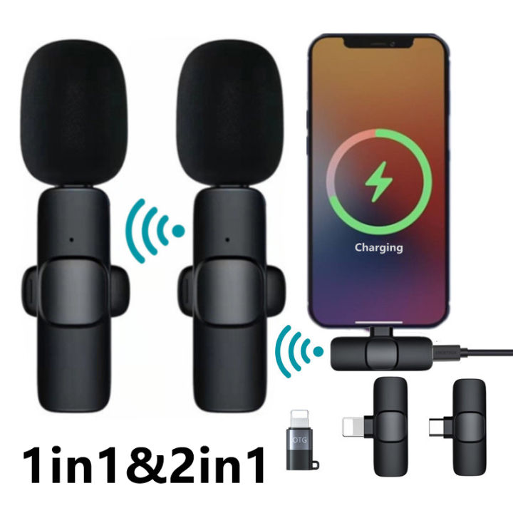 Wireless Lavalier Microphone Portable Audio Video Recording Mini Mic For iPhone Android Facebook Youtube Live Broadcast Gaming
