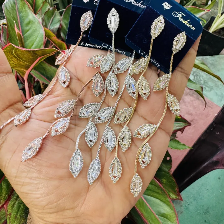 BOOM Light gold, silver, rose gold color beautiful Leafe type long ...