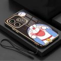 Tecno Spark GO 2024 Glossy Lucky Doraemon Casing Square Edges Plating Back TPU Soft Case Cover. 