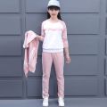 Girls' Clothing Middle School Student Sports Suit Female Spring and Autumn Large Size Women's Clothing Korean Style Casual Sweatshirt Older Children Three-Piece Suit Autumn. 