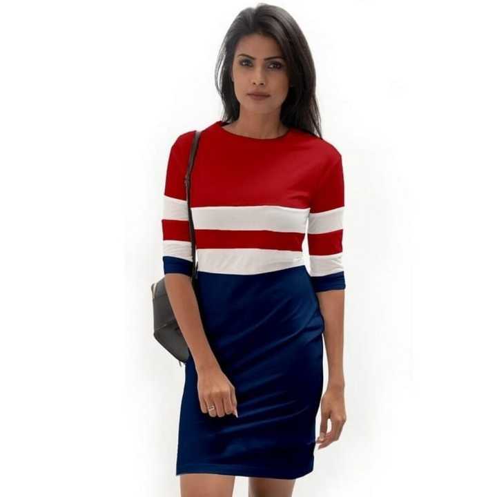 Privi Fashion Colour Block Tshirt Dress for Women