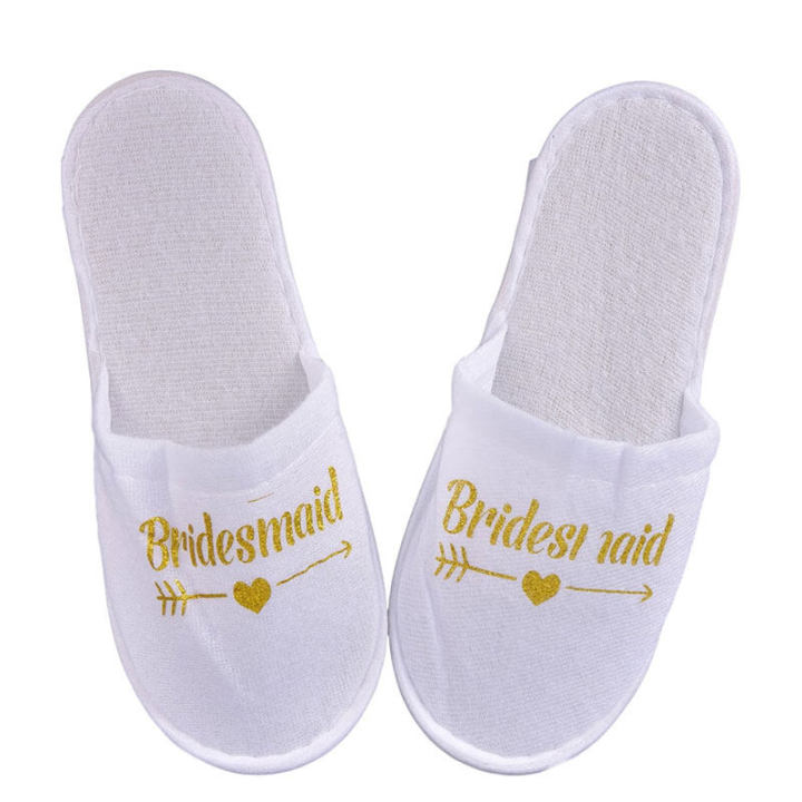 【WEJA】1Pair Bride Wedding Decoration  Bridesmaid Party Slippers  Ladies Party Supplies