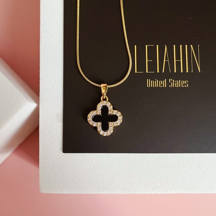ShopSphere LEIAHIN 18K Gold 4 Leaf Clover Pendants Tala Necklace For Women Fashion Jewelry,TBK Bestie Necklaces,Korean Accessories L1