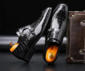 Men's Business Dress office shoes crocodile grain leather shoes mens buckle casual wedding party shoes men flats plus size. 